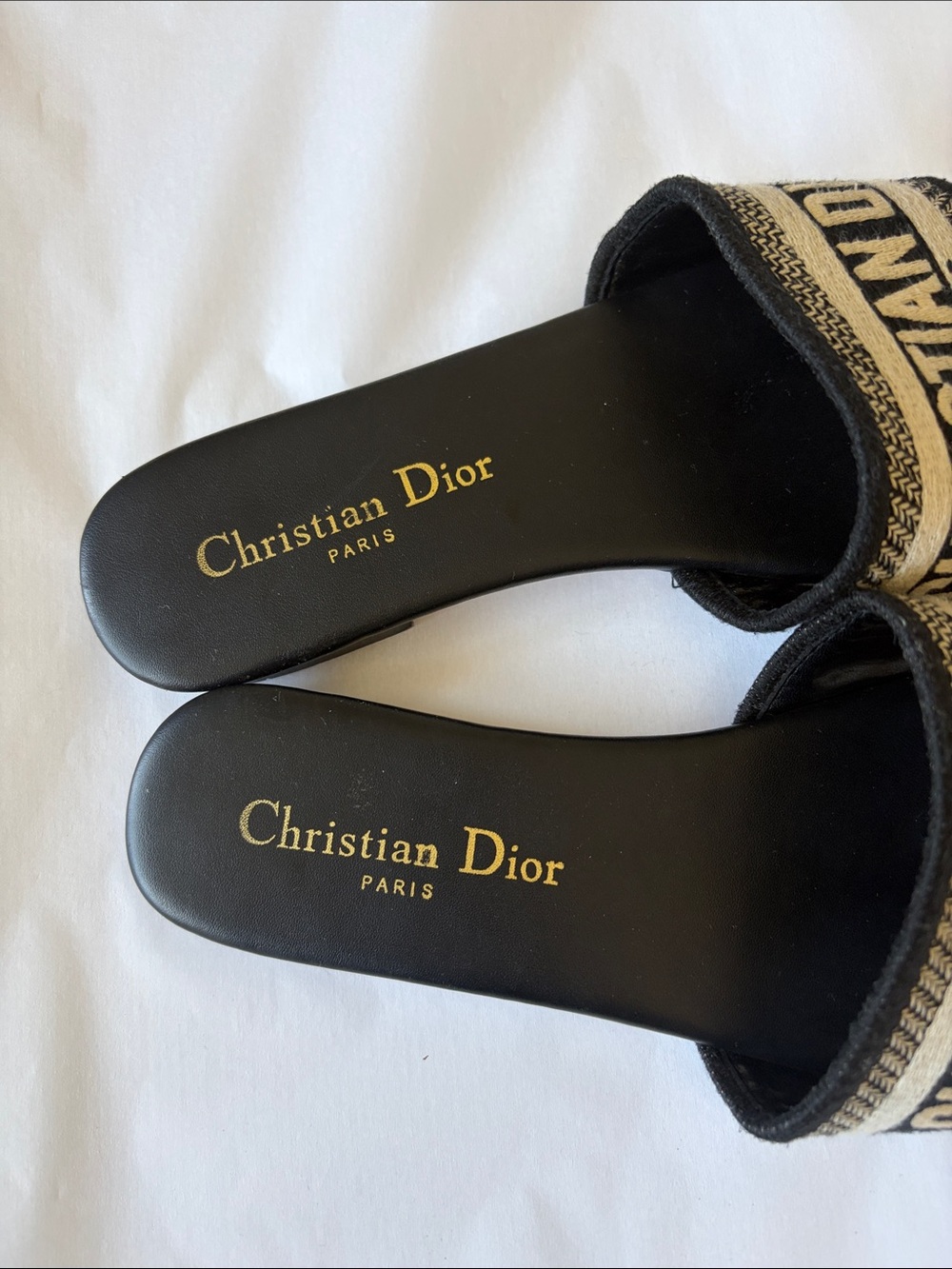 Christian Dior Black and Cream Logo Espadrille Slide Size 37 Made in Italy Sold - Picture 7 of 13